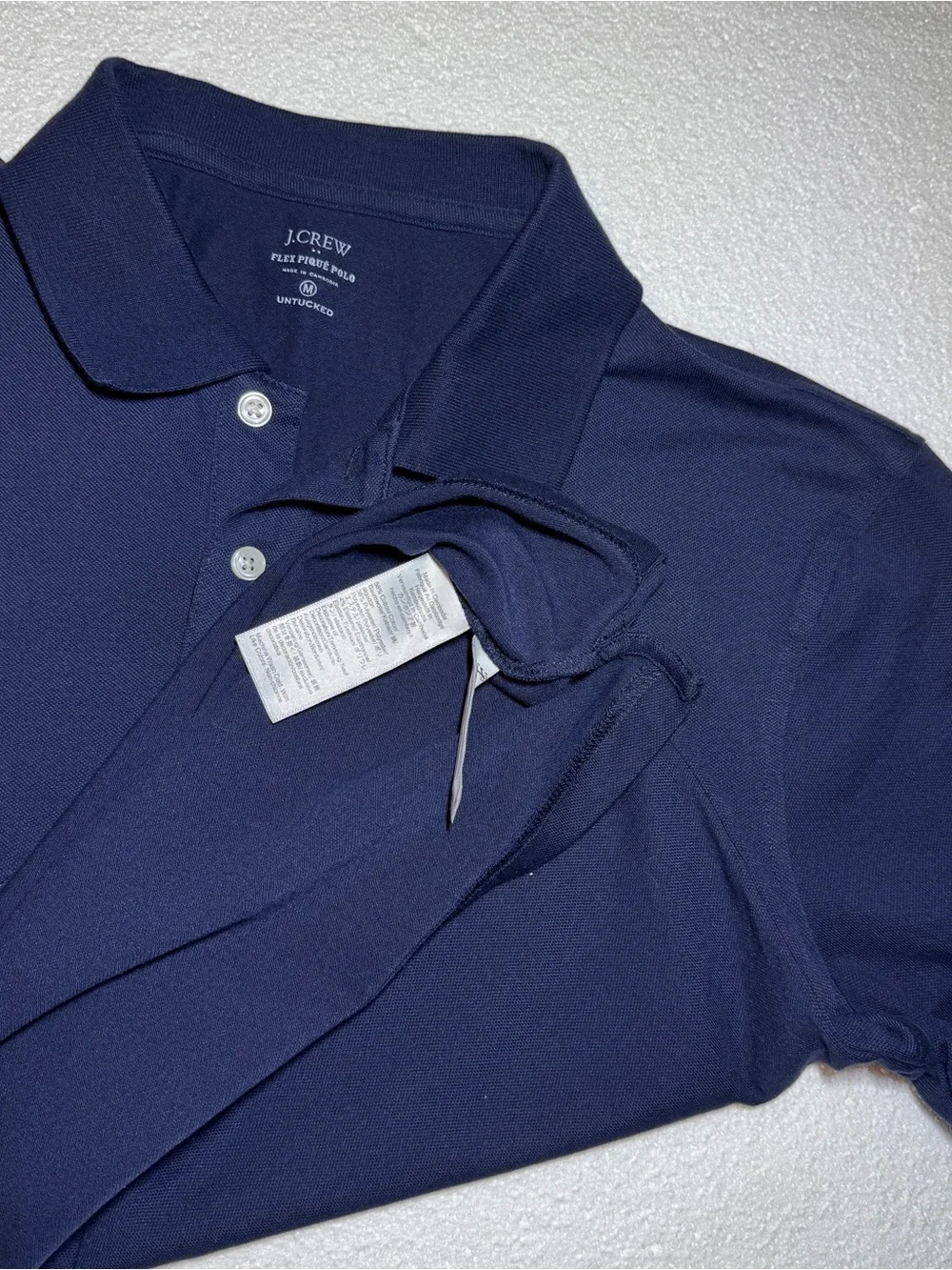 J. Crew Men's Navy Blue Flex Pique Polo Short Sleeve Untucked Fit
